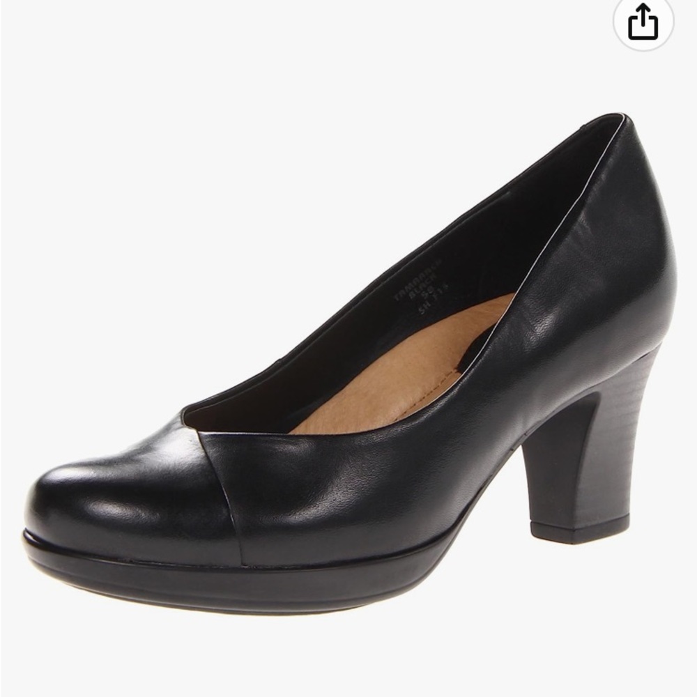 Earth, black, calf, leather Tamarack heel shoe size 8